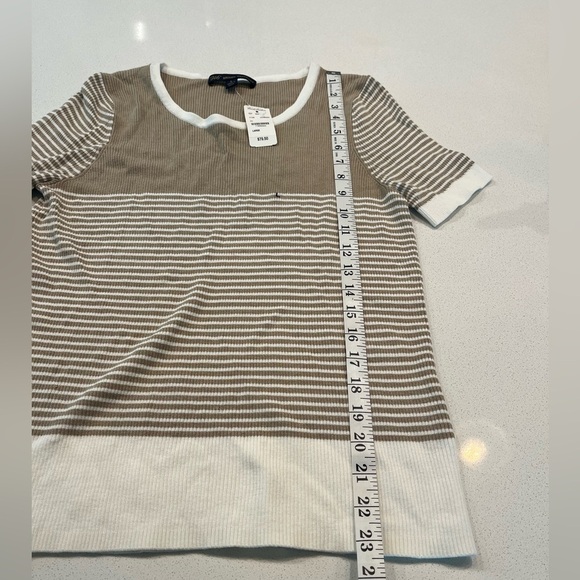 NEW 364 Brooks Brothers Tan/Camel & White Striped S S Pull Over Sweater- Large - Picture 5 of 7